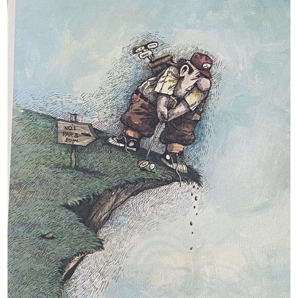 Gary Patterson Framed Golf Print First Hole 18x14 Matted Funny Sports Man Cave - Picture 3 of 8